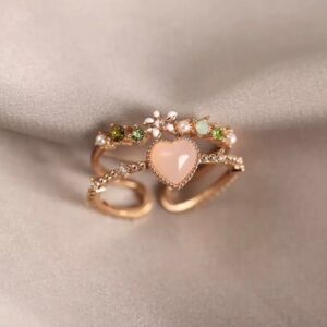 Layered Heart Ring - peach
