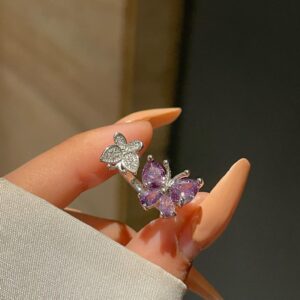 Dual Butterflies Ring- purple