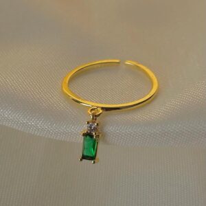 Precious Solitaire Drop Ring- green