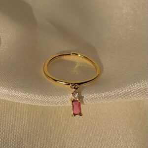 Precious Solitaire Drop Ring- ruby pink