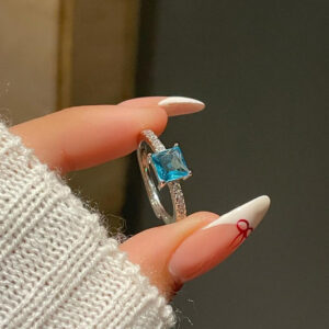 Square cut Ring- teal blue