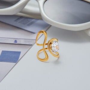 Edgy Abstract Rhinestone Ring