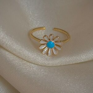 Blue Daisy Dew Ring