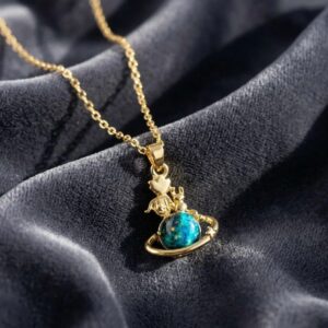 Cosmic Glint Saturn Necklace