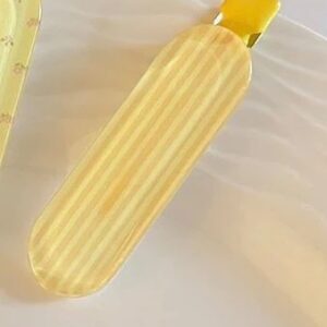 Butter Yellow Striped Hair Clip