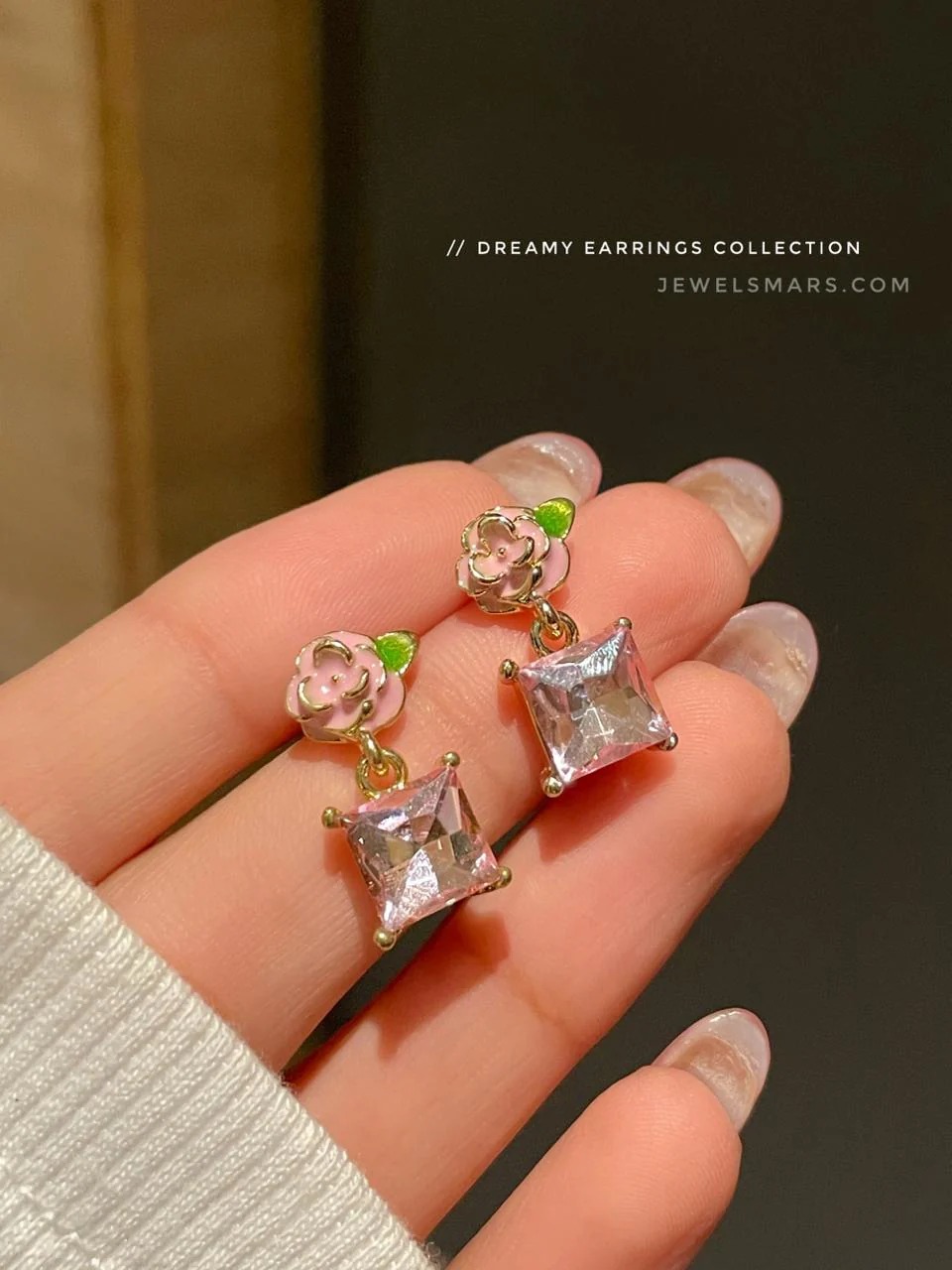 Rapunzal Pink Rose Minimal Earrings - Image 2