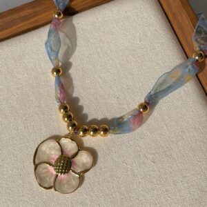 Ivory Elegance Ribbon Necklace