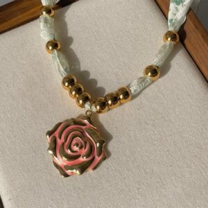 Pretty Pink Ribbon Necklace