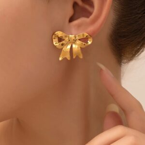 Golden Demure Bow Earrings