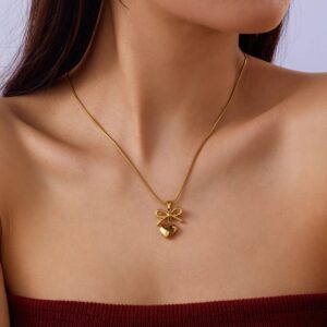 Bow Heart Necklace