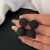 TINY FLORAL JHUMKI - black