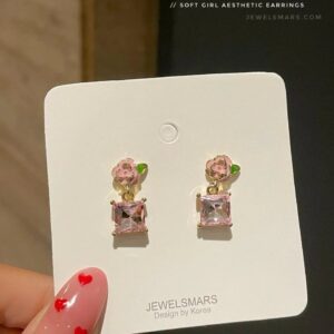 Rapunzal Pink Rose Minimal Earrings
