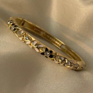 Black Bloomscape Enamel Bangle