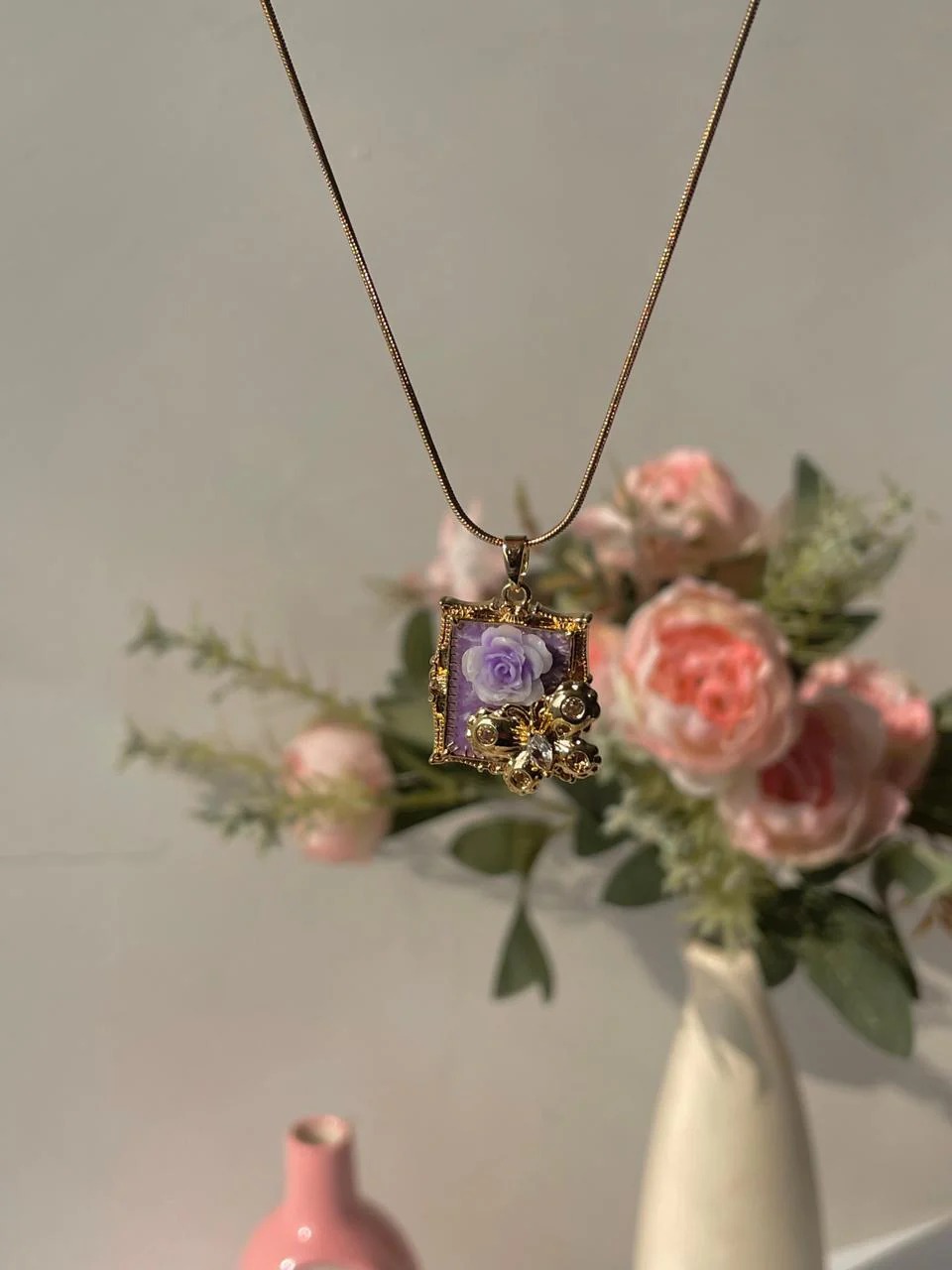 Purple Aurelia Butterfly Necklace - Image 2