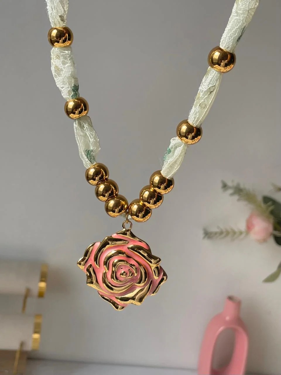 Pretty Pink Ribbon Necklace - Image 2