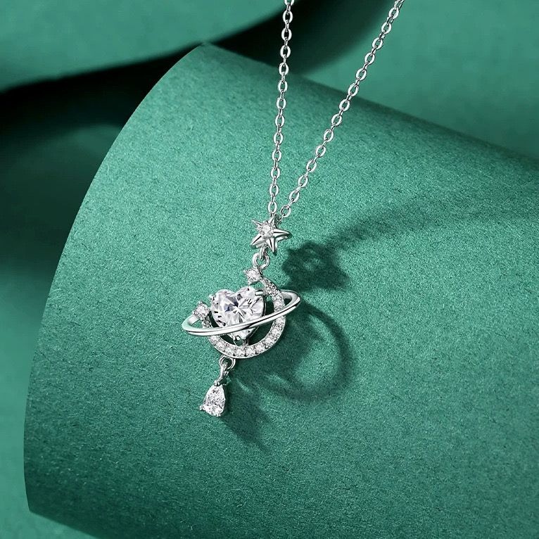 Saturn lite Necklace- silver - Image 5