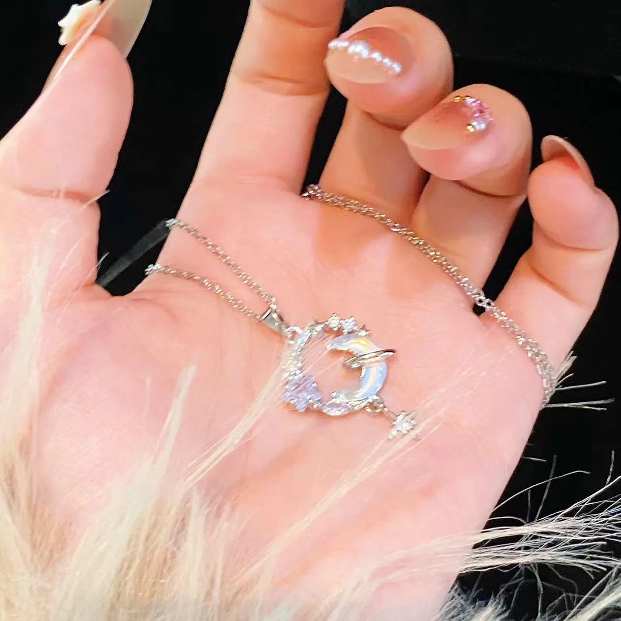 Dreamiest Moon Star Necklace - silver - Image 3