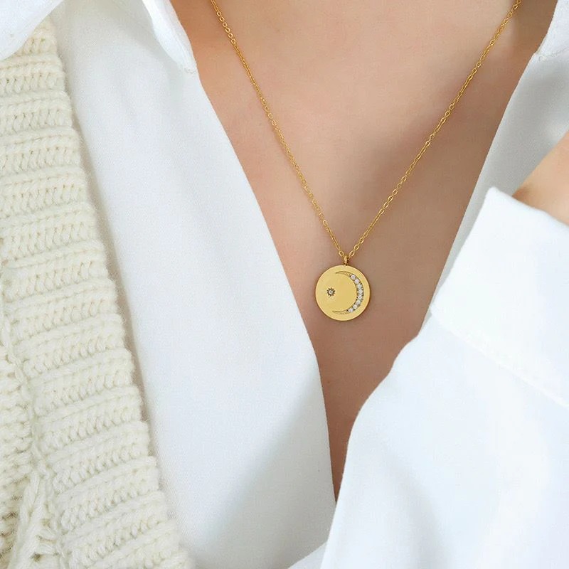 Crescent Spell Gold Necklace