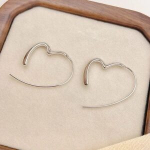 Silver Heart Hoop Earrings