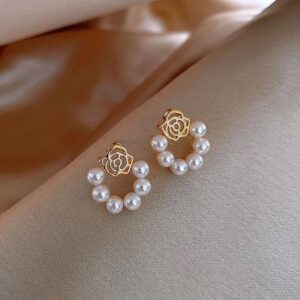 Korean Cute Flower Pearl Earrings