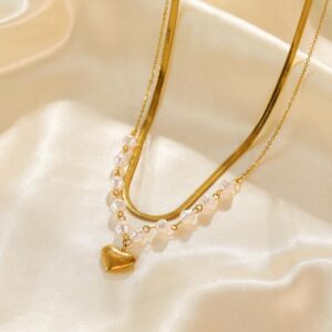 Melody Heart Pearly Layered Necklace