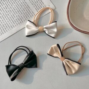 Faux Leather Bow Hairties